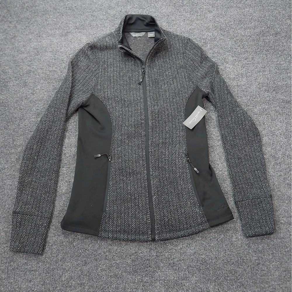 Eddie Bauer Ladies Full-Zip Vertical Fleece Jacket. Medium Black NWT Fitted